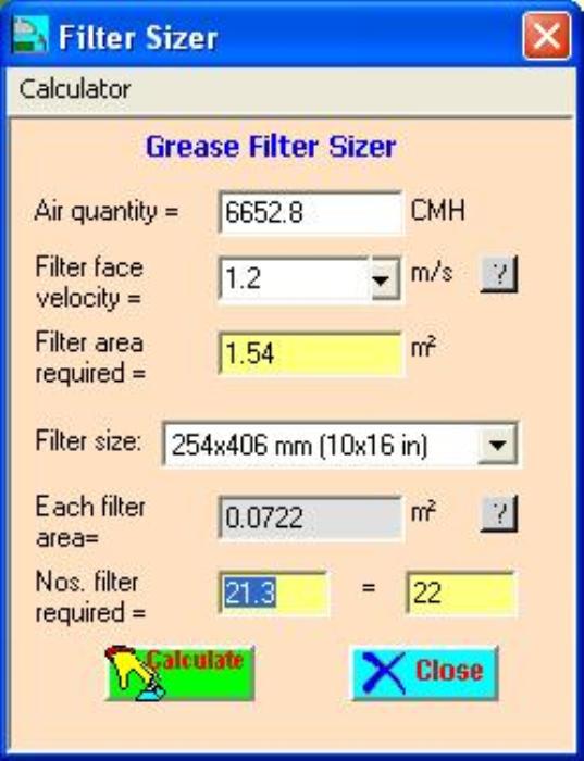 Kitchen Exhaust hood exhaust calculations Software Design