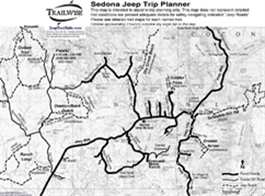 Sedona Trip Planner 4x4 Jeep Trail Overview BW Map printable pdf ...