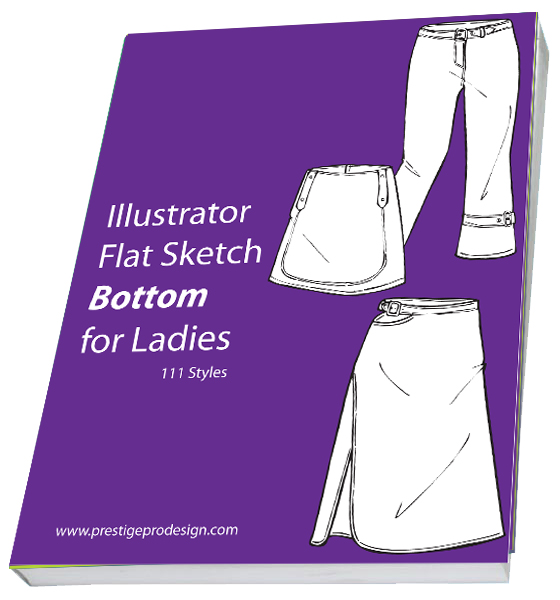 111 styles illustrator flat sketch bottom for ladies