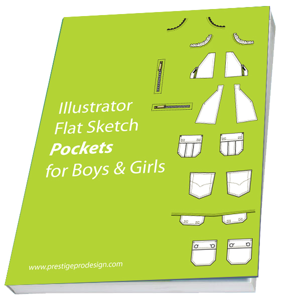 225 Illustrator Flat Sketch Pockets for Boys & Girls Garment - Digital Download