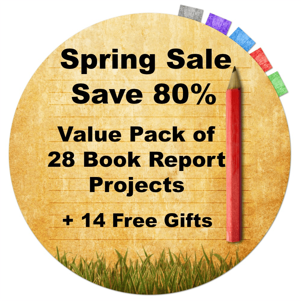 Spring 80% Off Sale:  Value Pack of 28 Book Report Projects + 14 Free Gifts - Digital Download