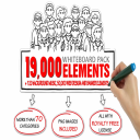 19,000 clipart svg pack, vectors, plus 150,000 web and banner elements and 120+ background music