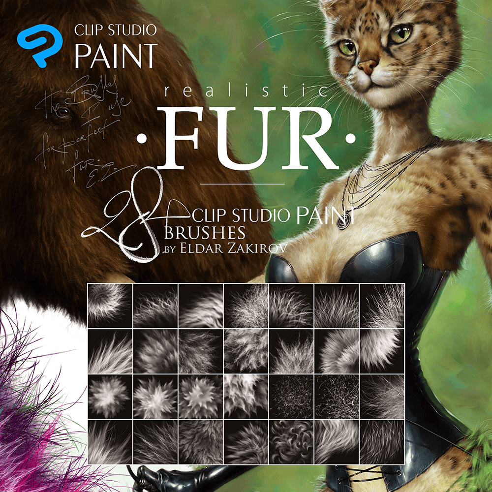 realistic fur. the brush set for painting realistic fur in clip studio paint