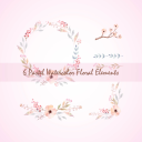 6 Pastel Watercolor Floral Elements... | Instant Download