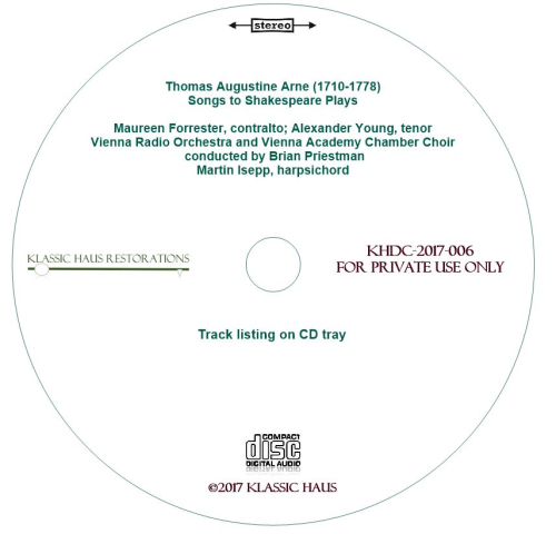 Thomas Augustine Arne - Songs to Shakespeare Plays - Additional View 2