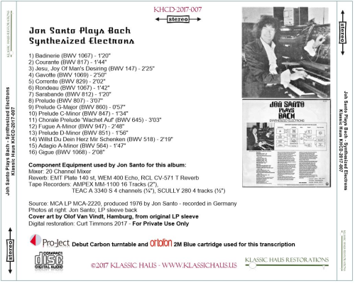 Jon Santo Plays Bach - Synthesized Electrons - Additional View 1