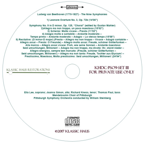 Beethoven: 9 Symphonies Set III: Leonore No. 3/Sym. No. 9 - PSO/Steinberg - Additional View 1