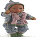 DollKnittingPatterns 0180D KARITAS  - Sweater, pants, short sleeved sweater, bonnet, socks, scarf and mittens-(Francais) - Digital Download