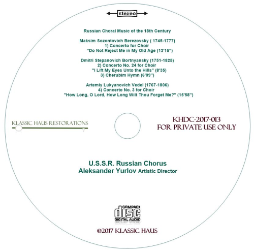 Russian Choral Music of the 18th Century - U.S.S.R. Russian Chorus - Additional View 2