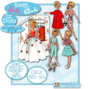 Tammy-4338-Doll Clothes Pattern circa 1950-60s GOWN, DRESS, CAPRIs, SKIRT. TOP, MIDRIFF, COAT, CLOSET! PDF