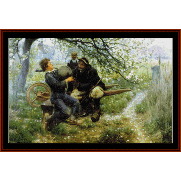 The Bagpipe Lesson Henry O. Tanner cross stitch pattern by Cross