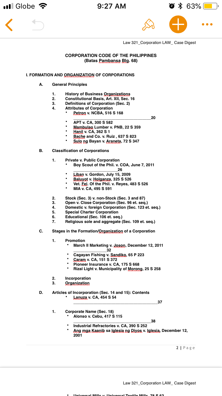 Corporation Law (Law 321) Case Digest (Philippine Jurisprudence