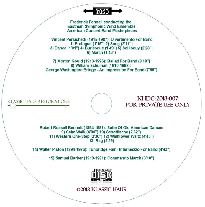 American Concert Band Masterpieces - Eastman Wind Ensemble/Frederick Fennell - Additional View 2