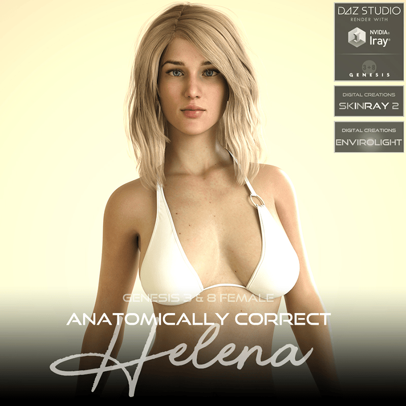 Anatomically Correct: Helena for Genesis 3 and Genesis 8 Female - Digital Download