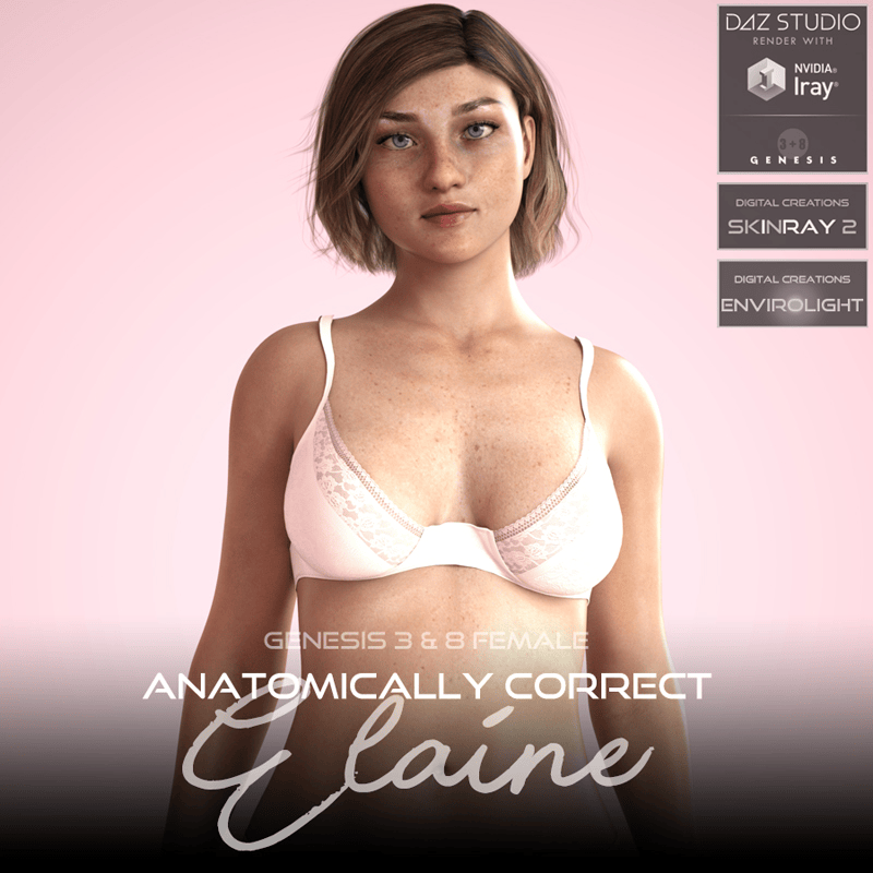 Anatomically Correct: Elaine for Genesis 3 and Genesis 8 Female - Digital Download
