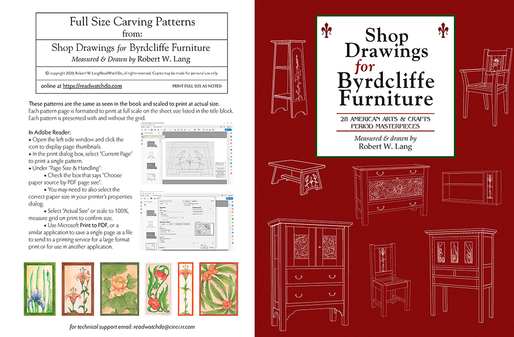 Shop Drawings for Byrdcliffe Furniture with Full-Size Patterns - Digital Download