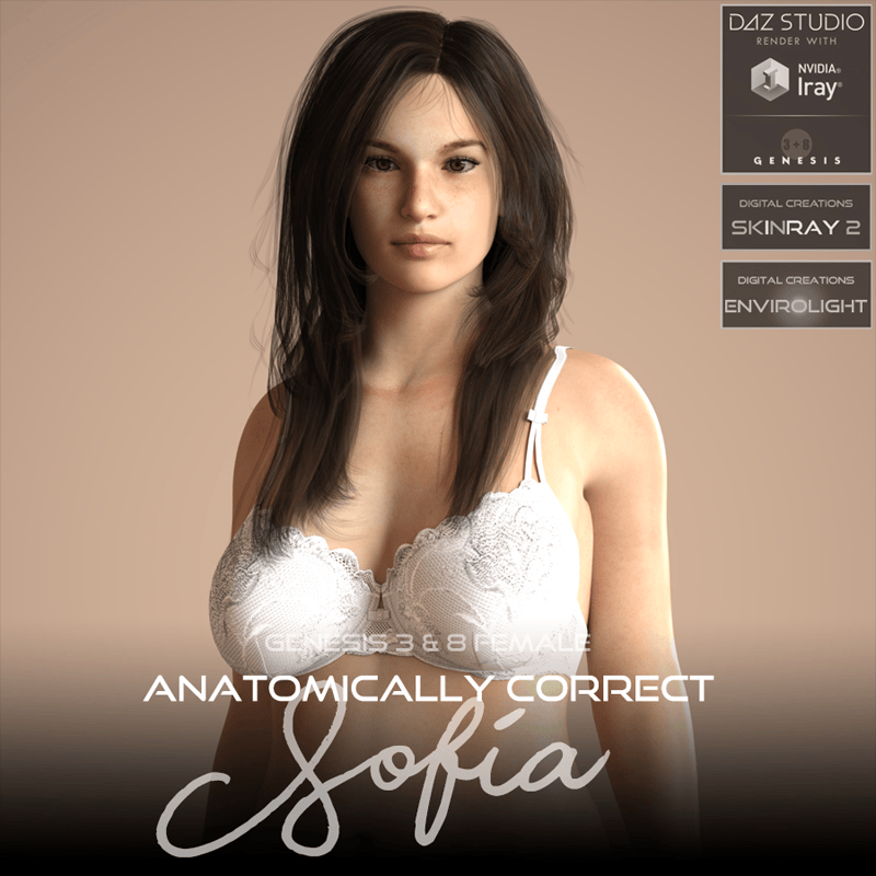 Anatomically Correct: Sofia for Genesis 3 and Genesis 8 Female - Digital Download