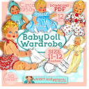Baby Doll 2100-size 11 to 12 inch 12pc Doll Clothes Vintage Pattern circa 1955 Pdf SUNSUIT Dress Christening Gown Bonnet Robe KNIT CLOWN Romper PJs Slip download - Digital Download