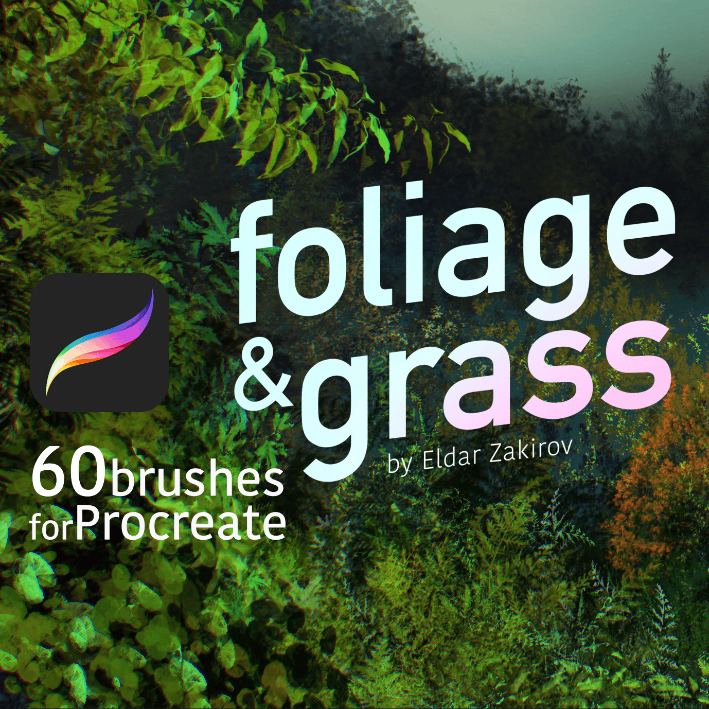 60 Foliage & Grass brushes for Procreate - Digital Download