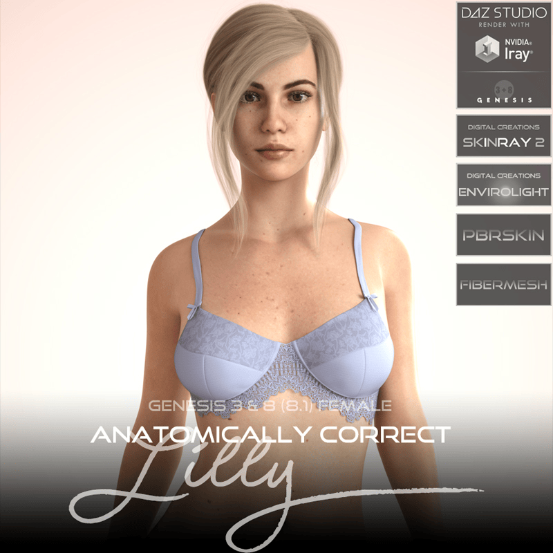 Anatomically Correct: Lilly for Genesis 3 and Genesis 8 Female (8.1) - Digital Download