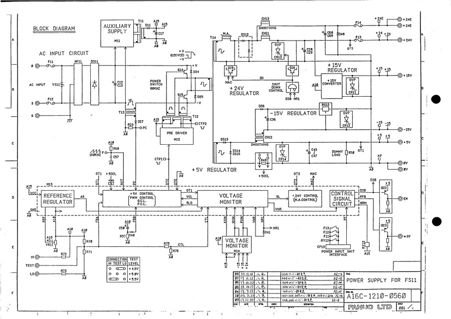 FANUC A16B-1210-0560 PSU. Power Supply (Full Schematic Circuit Diagram) - Digital Download