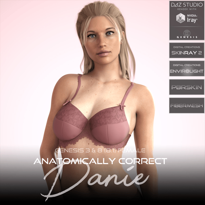 Anatomically Correct: Danie for Genesis 3 and Genesis 8 Female (8.1) - Digital Download