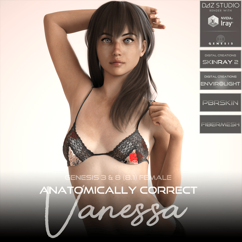 Anatomically Correct: Vanessa for Genesis 3 and Genesis 8 Female (8.1) - Digital Download