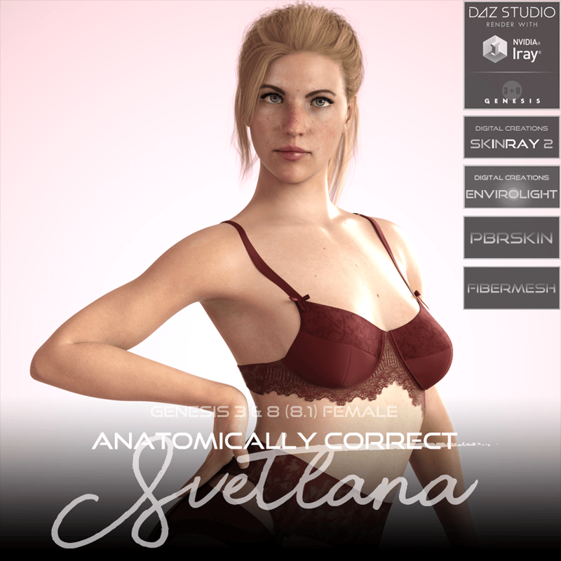 Anatomically Correct: Svetlana for Genesis 3 and Genesis 8 Female (8.1) - Digital Download