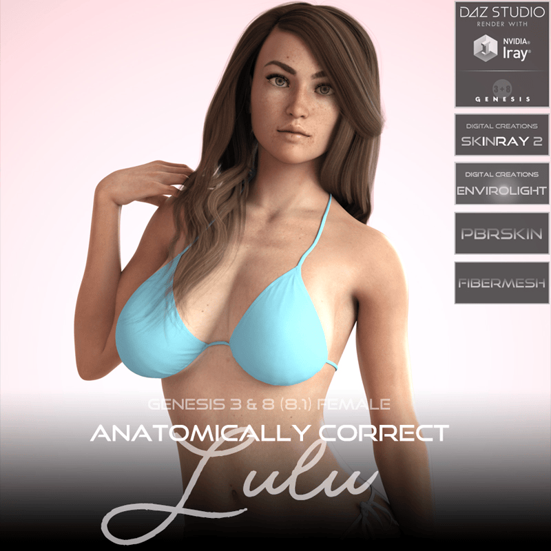 Anatomically Correct: Lulu for Genesis 3 and Genesis 8 Female (8.1) - Digital Download
