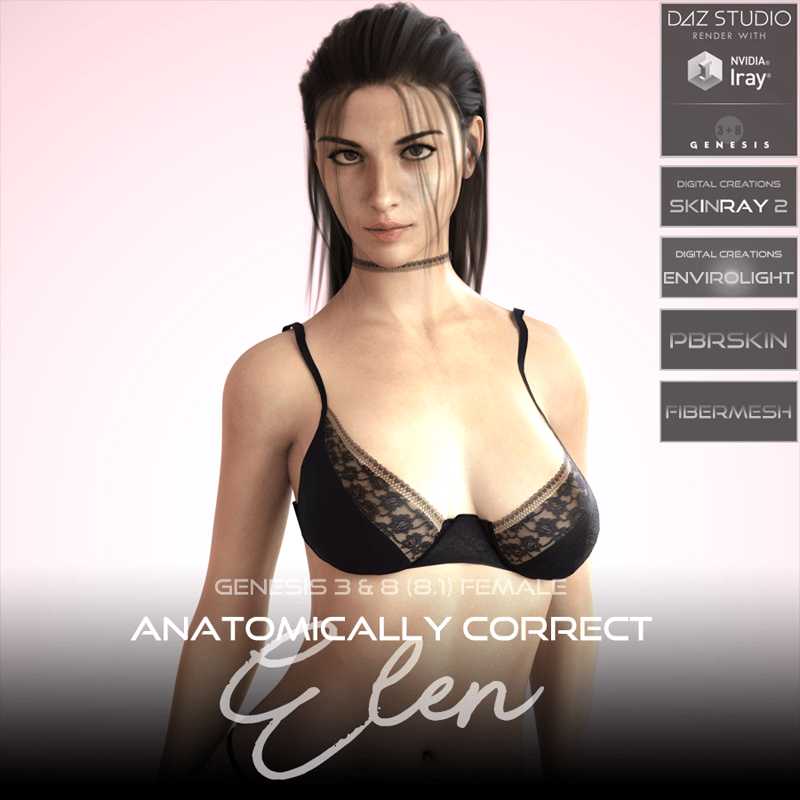 Anatomically Correct: Elen for Genesis 3 and Genesis 8 Female (8.1) - Digital Download