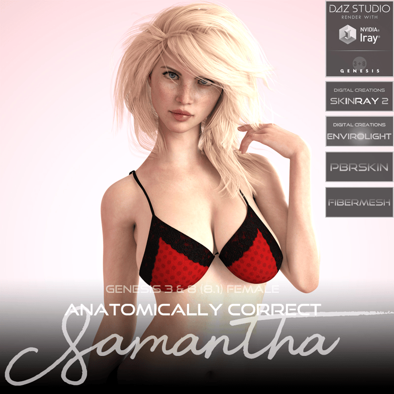 Anatomically Correct: Samantha for Genesis 3 and Genesis 8 Female (8.1) - Digital Download
