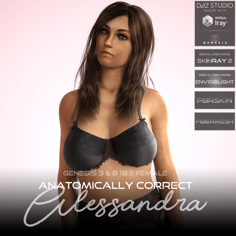 Anatomically Correct: Alessandra for Genesis 3 and Genesis 8 Female (8.1) - Digital Download