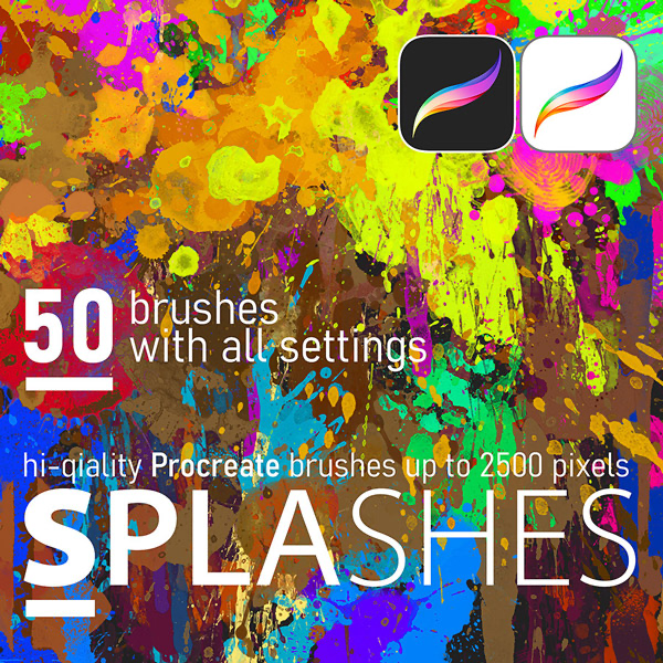 50 Hi-Res SPLASHES brushes for PROCREATE - Digital Download