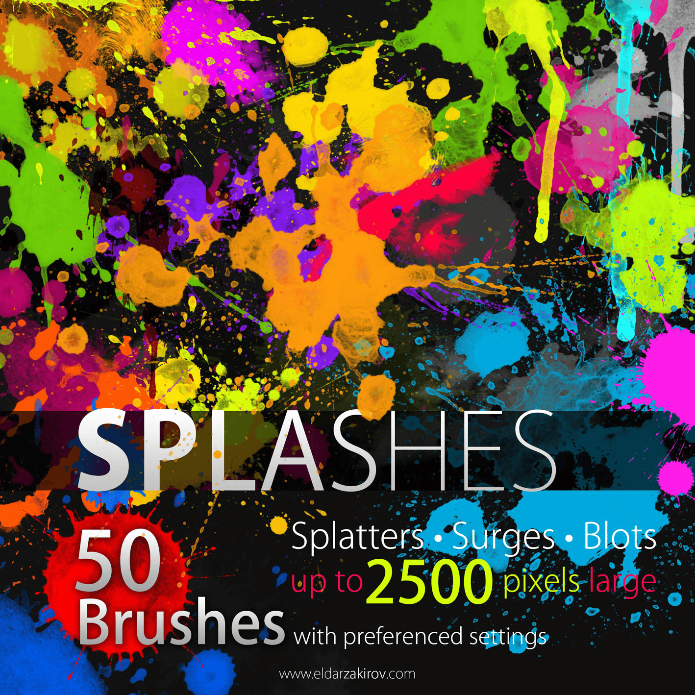 50 HQ Splatter Brushes for Photoshop - Digital Download