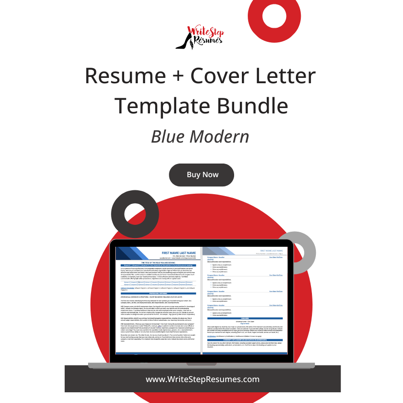 resume + cover letter template bundle - blue modern