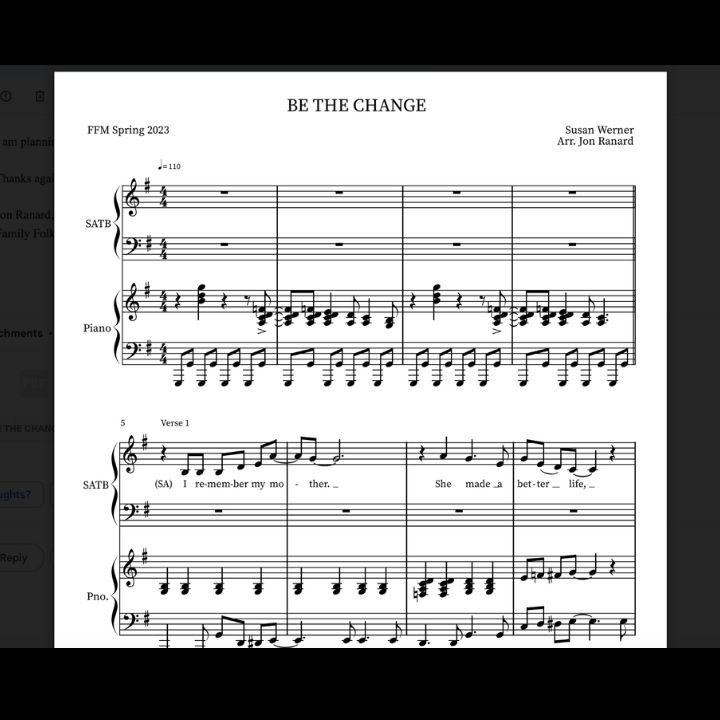 Be the Change for SATB and piano - Digital Download