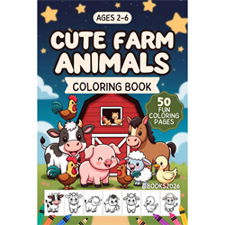 @BOOKS2026 Cute Farm Animals Coloring Book | Cute Digital Download | Instant PDF Printable | Thick Lines Easy Coloring Pages - Digital Download