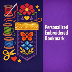 Personalized Embroidered Bookmark | Instant Download