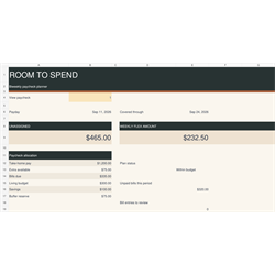 Room to Spend | Biweekly Paycheck Budget Spreadsheet - Digital Download