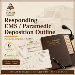 Deposition Outline: Responding EMS Paramedic, Texas - Digital Download