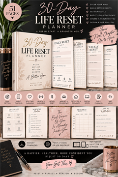 30-Day Life Reset Planner - Digital Download