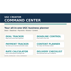 UGC Creator Command Center — Brand Deal & Deadline Tracker - Digital Download