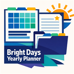 Bright Days Yearly Inspirational Planner - Digital Download