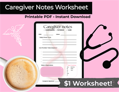 Caregiver Daily Notes Sheet | Printable PDF - Digital Download