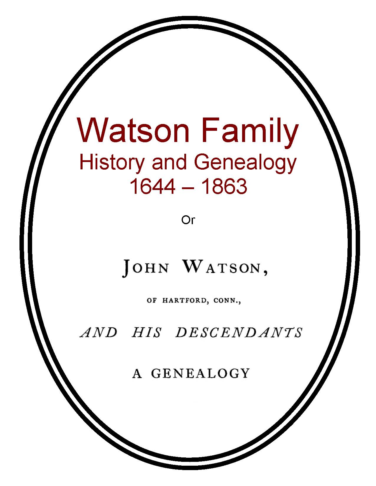 Watson Family History and Genealogy eBooks History