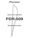 pioneer pdr-509 compact disc recorder operating manual