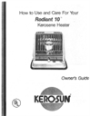 kero-sun radiant 10 kerosene heater owner's guide