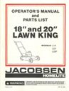 Jacobsen Homelite 18 and 20 Lawn King Mower Operator's Manual - Digital Download