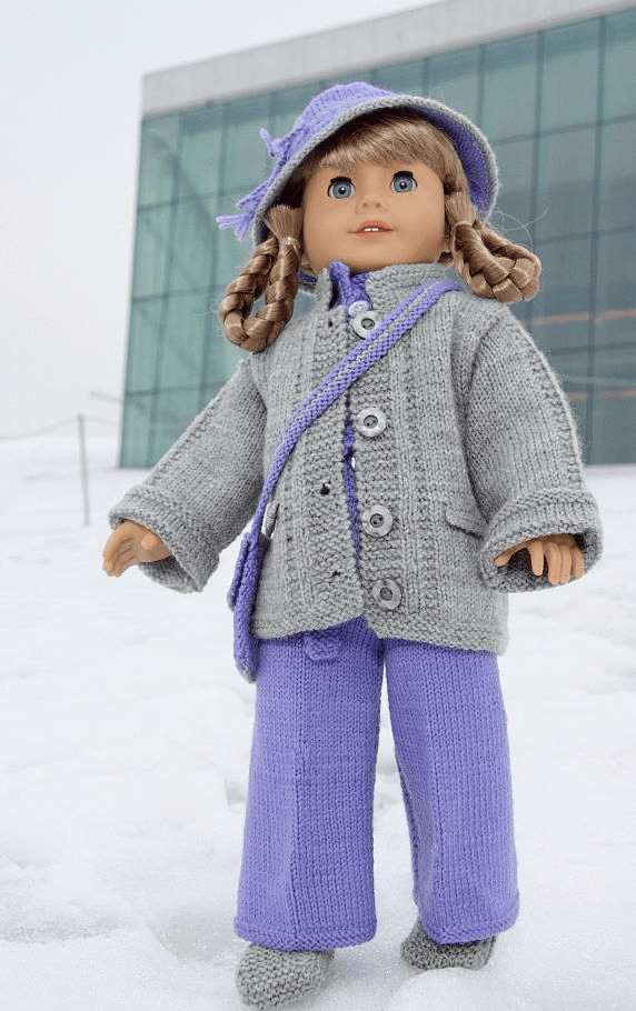DollKnittingPattern - 0017D Kirsten - Party suit, jacket, hat, hair band-(English) - Digital Download