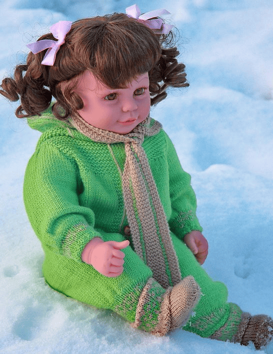 DollKnittingPattern - 0055D INGERLISE - One Piece Suit, Hat, Socks and Scarf - Digital Download